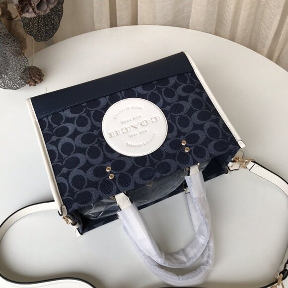 COACH Dempsey Tote 40 In Signature Blue Jacquard with Patch Bag - Picture 3 of 7